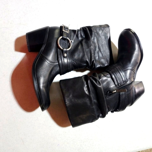 Harley-Davidson Black Motorcycle Midcalf Sz 5.5 3" Heeled Calf Boots - Picture 1 of 8
